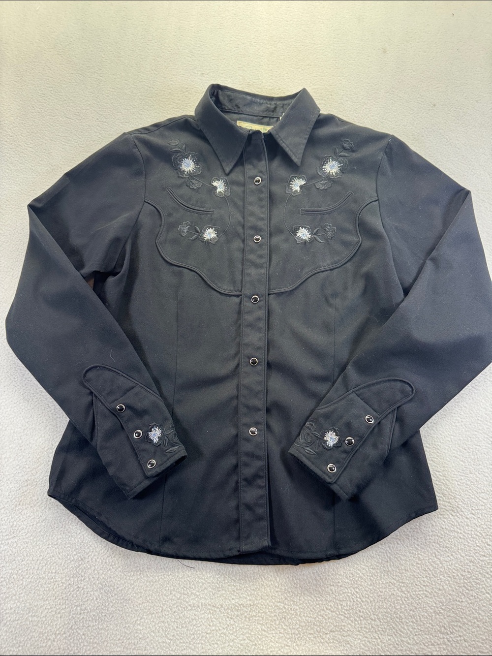 Vintage Roper Denver Colorado Black Embroidered Western Snap Shirt Women’s M - Picture 2 of 11